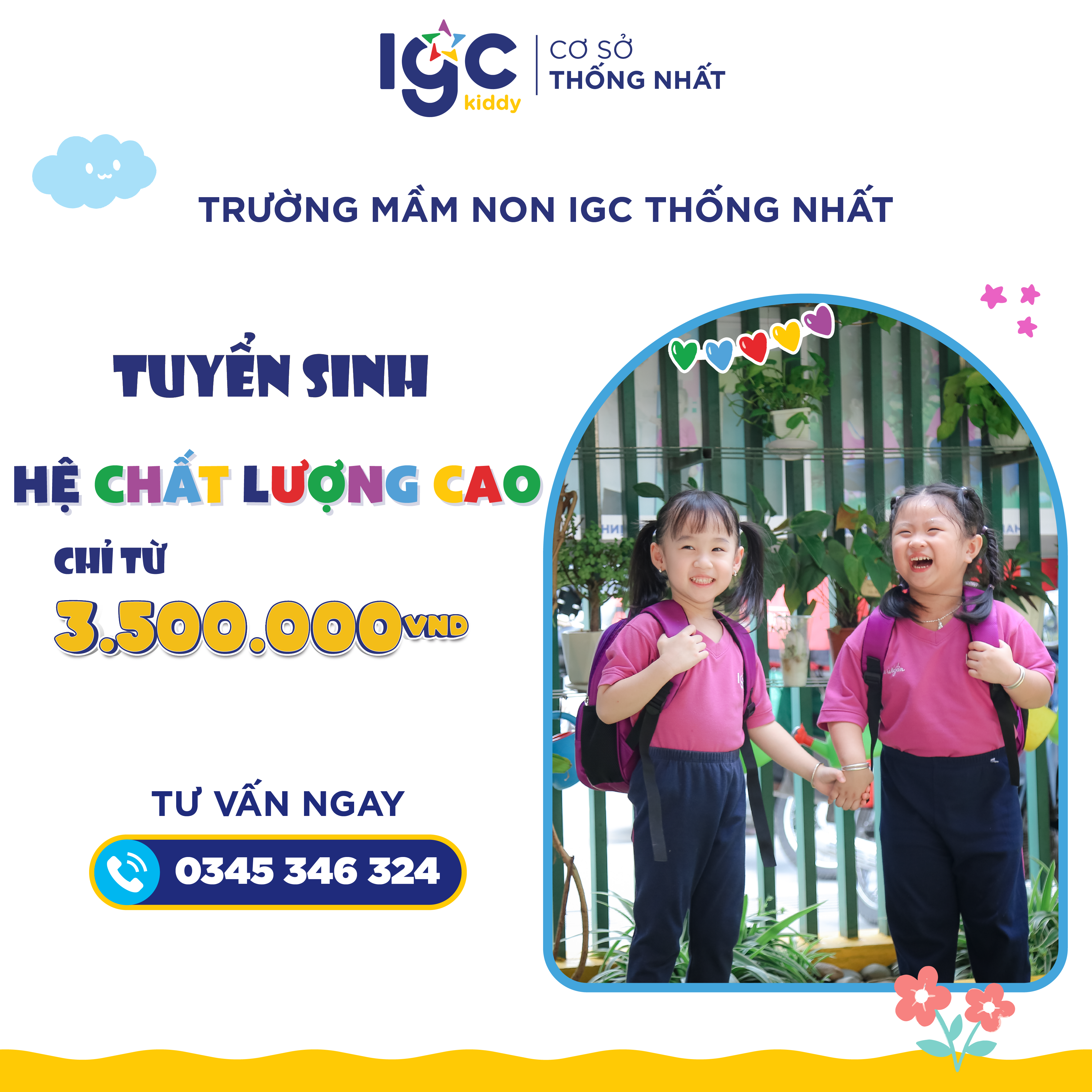 TRƯỜNG MẦM NON IGC THỐNG NHẤT TUYỂN SINH HỆ CHẤT LƯỢNG CAO - CHƯƠNG TRÌNH HỌC CHẤT LƯỢNG, HỌC PHÍ CHỈ TỪ 3,500,000 VND/THÁNG