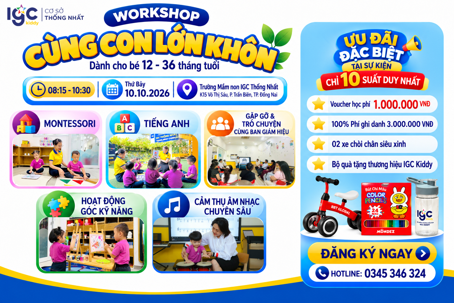 WORKSHOP “CÙNG CON LỚN KHÔN” – DÀNH CHO BÉ 12–36 THÁNG TUỔI